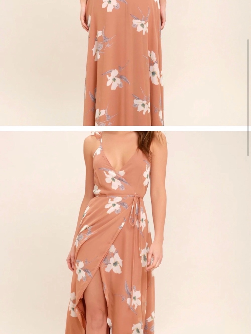 Lulu's Dusty Rose Floral Wrap Maxi Dress